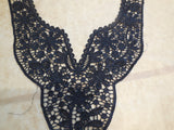 A Black floral cotton lace collar applique V shape neckline collar lace motif is for sale. Sold by per piece