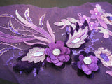 Luxury Large piece of Purple & lilac sequins beaded floral lace Applique / beaded lace motif is for sale.  sold by per piece