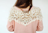 A piece of dark ivory cotton floral lace collar applique ivory collar sewing lace motif is for sale.