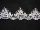 Light Ivory Embroidered English luxury Floral lace trim/ Bridal Wedding Soft tulle Veil floral lace trim.Per Yard
