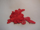 Small double layers Red floral lace Applique / lace motif is for sale. 9cm x 6cm