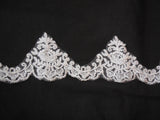 Ivory eyelash style floral lace trim Bridal Wedding gown lace trim. by Per Yard