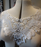 A Black or ivory bridal floral lace collar applique / floral round neckline collar motif is for sale. Sold by per piece
