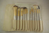 Professional 12 pcs foundation makeup powder brushes set with faux leather bag
