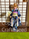 Craftuneed handmade 1:6 doll fan accessory Japanese floral fan design suitable for barbie