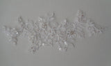 white or ivory floral beaded lace applique bridal wedding sequins lace motif for sale. sold by per piece