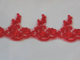 Red Floral eyelash style lace trim sewing lace trim dress trimming Per Yard
