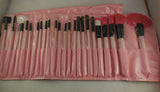 Professional 24 pcs pink soft fibre foundation makeup powder brushes set PU bag