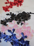 A piece of red or pinks or royal blue or black or ivory sequins lace applique / floral sequins lace motif is for sale. Sold by per piece.