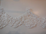 Ivory Embroidered floral lace trim Bridal Wedding gown lace trim. by Per Yard