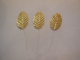 5 pieces Gold Fabric rose leaves millinery hat diy leaves hair accessory leaves