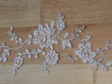 An ivory & silver cords bridal wedding lace applique / floral tulle lace motif sold By Piece