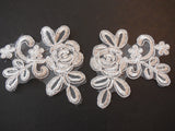 A Pair of ivory floral lace appliques / lace motifs are for sale 9cm x 8cm