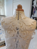 A Large bridal wedding ivory bolero lace ivory cotton threads floral lace applique is for sale. Sold by per piece