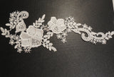 Off white floral lace Applique / decorative sewing lace motif for sale. 28x11cm