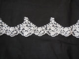 Ivory Embroidered floral lace trim Bridal Wedding gown lace trim. by Per Yard