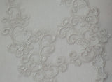 A pair of beige & grey mixed colours floral lace collar appliques collar lace motifs for sale. Sold by per pair of motifs