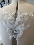 ivory floral cotton lace applique bridal wedding bolero lace motif sold By piece