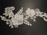 Off white floral lace Applique / decorative sewing lace motif for sale. 28x11cm