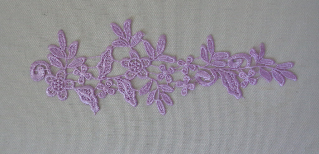 A light purple floral lace applique dress sewing cotton lace motif is for sale.  sold by per piece