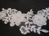 3D Floral layers white lace Applique on organza/ floral lace motif. 28.5x11cm