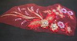 Luxury Large piece of  Red & Gold sequins beaded floral lace Applique / beaded lace motif is for sale.  sold by per piece