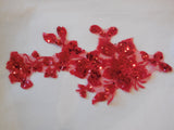 A piece of red or pinks or royal blue or black or ivory sequins lace applique / floral sequins lace motif is for sale. Sold by per piece.