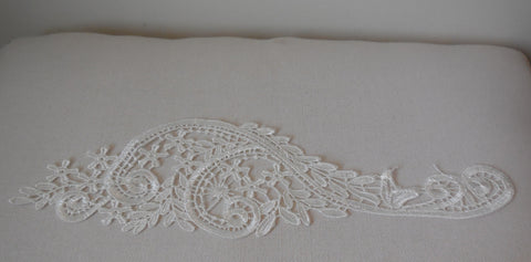 Ivory bridal wedding floral lace Applique / ivory lace motif for sale 31x8.3cm