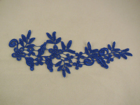 Royal Blue floral lace Applique / decorative lace motif for sale.Sold by piece