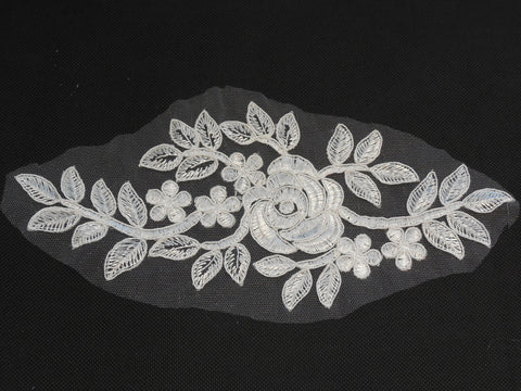 Bridal wedding ivory floral lace applique / lace motif 25.5cm x11.5cm By piece