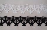 Black or ivory floral cotton lace trim dress sewing lace trim Sold by per Yard 90cm