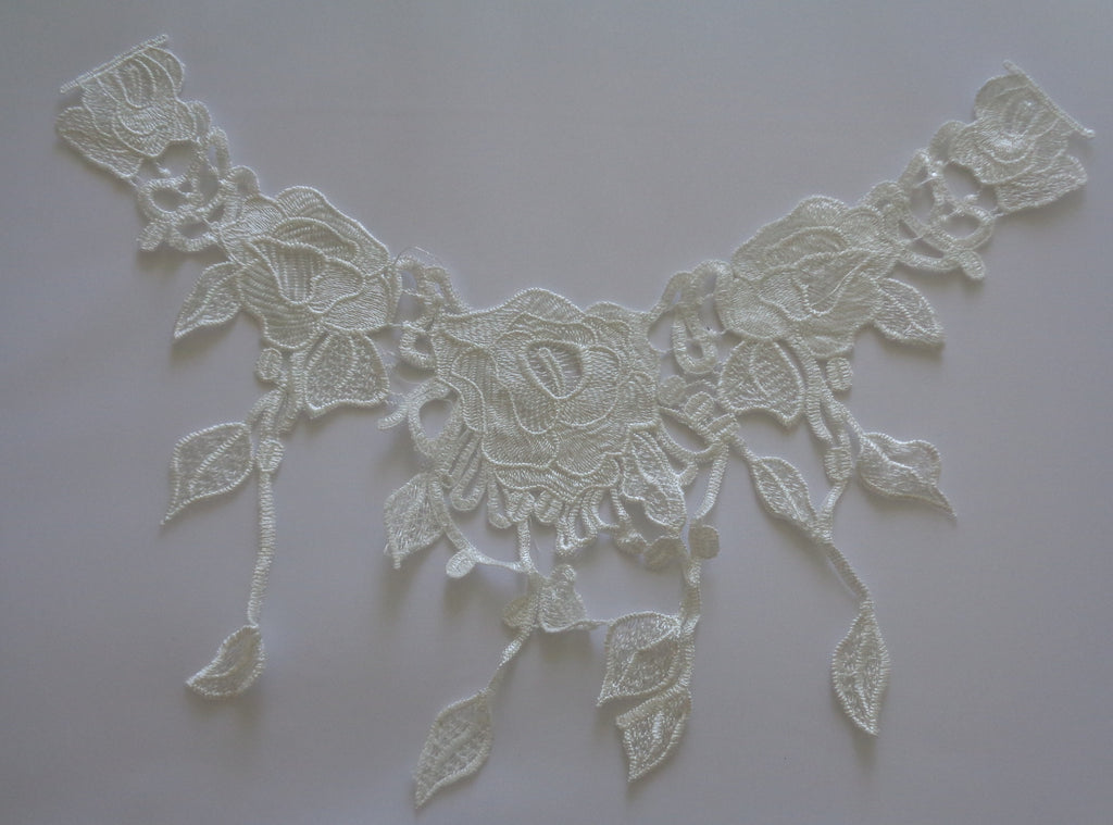 A piece of black or ivory bridal floral lace collar applique / cotton collar lace motif is for sale. Sold by per piece