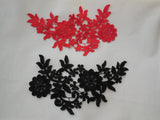 Red OR black floral lace applique / dress sewing lace motif for sale.25.5cmx14cm