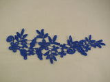 Royal Blue floral lace Applique / decorative lace motif for sale.Sold by piece