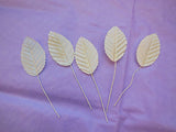 5 pieces Ivory cream Fabric rose leaves millinery hat diy hair accessory leaves