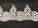Light Ivory Eyelash style Floral Bridal Wedding lace trim sold by Per Yard