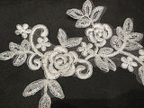 Light Ivory bridal cord Rose floral lace Applique / lace motif for sale 22x16cm