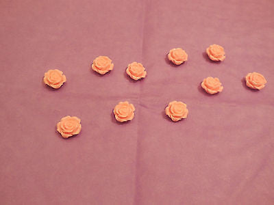 10x Pink Flat base acrylic Rose flowers bridal Nail beads Any craft diy 1.2cm