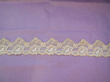 Champagne Gold Embroidered Floral lace trim Bridal Wedding tulle trim Per Yard