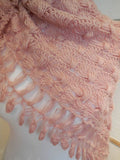A pink tone handmade Shell stitch crochet women's scarf/shawl is for sale.