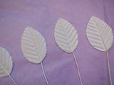 5 pieces White Fabric rose leaves hat millinery diy hair accessory leaves