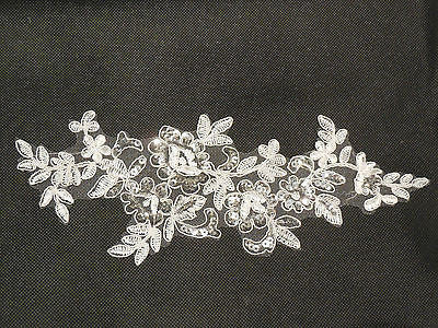 Ivory bridal wedding sequins lace Applique / ivory floral lace motif is for sale. Sold by per piece.