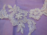 A White bridal floral lace Applique / wedding lace motif for sale.Sold by piece