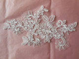 An ivory(soft white) bridal cord lace Applique/motif for sale.Sold by per piece. (S1a)