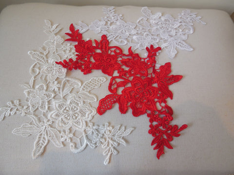 white or ivory or red dress making sewing floral lace applique shoes lace motif