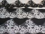 Black ivory white bridal wedding floral lace trim / dress lace trimming Per Yard