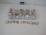 Mixed lot 100 small buttons hand sew clothes buttons various shapes & colours