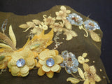 Luxury Large piece Yellow & Gold sequins beads floral lace Applique/ lace motif