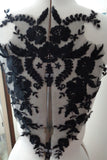 black or ivory cotton floral lace applique bridal wedding bolero lace motif is for sale. Sold by per piece