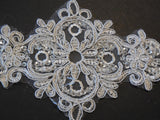 An off white bridal wedding floral sequins lace applique / off white sequined lace motif is for sale. Sold by per piece